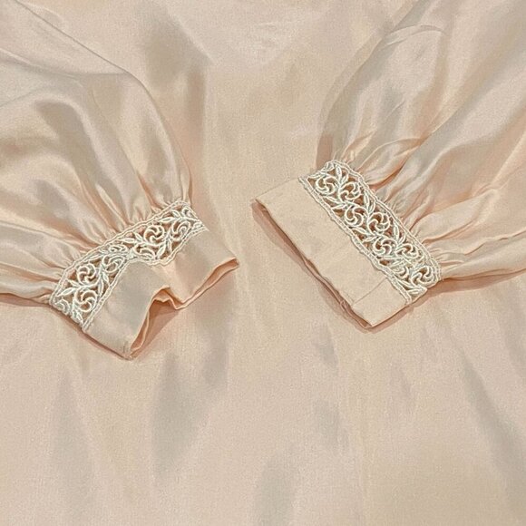 Vintage Valentino Intimo Long Nightgown Womens Size L Satin Lace V Neck Pink - Picture 7 of 10